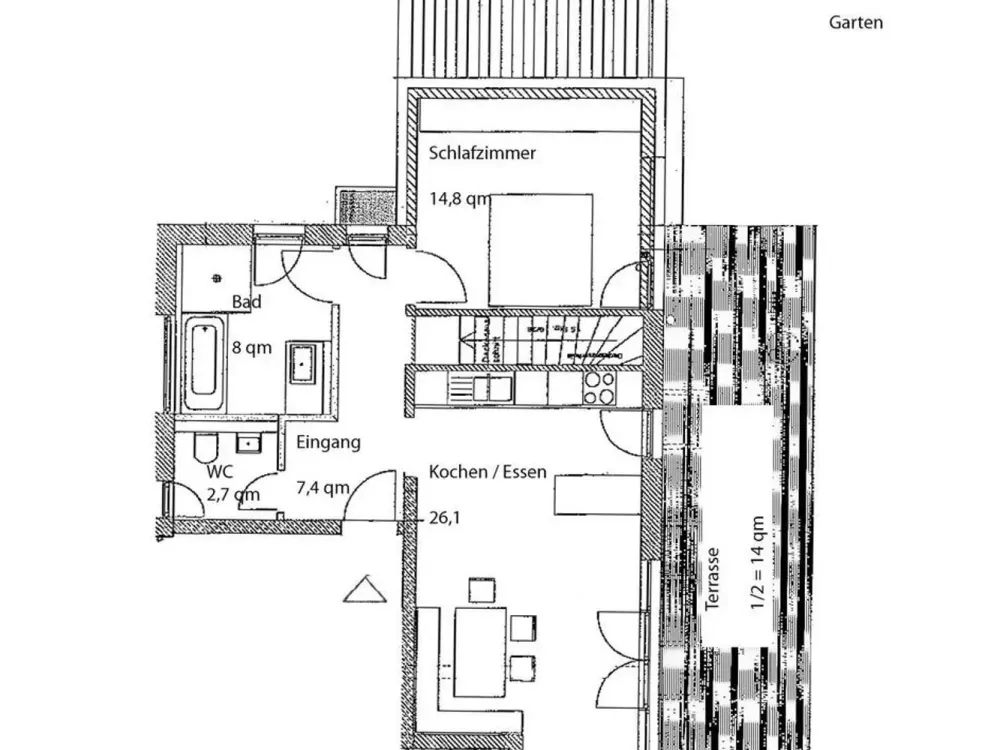 Traumhafte 3 Zimmer Gartenwohnung auf 2 Ebenen in KW 70 Haus