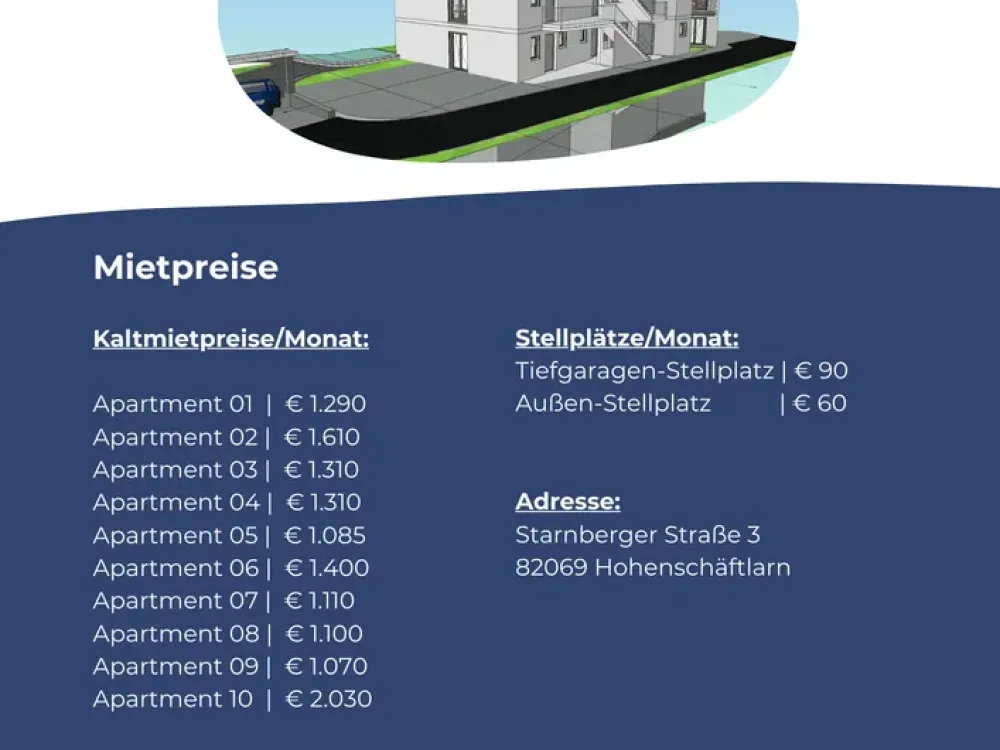 Erstbezug Dachgeschosswohnung, 89qm, in Schäftlarn, nahe S-Bahn, inkl. TG-Stellplatz (WG möglich)!
