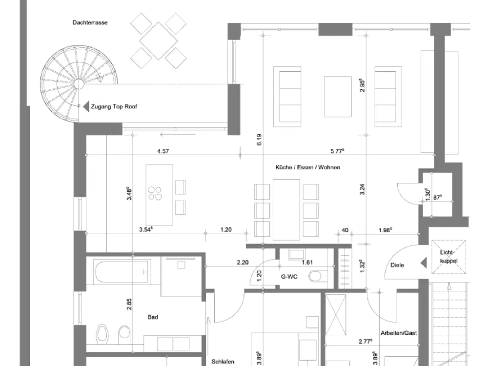 Penthouse mit Fernblick und großer Dach-Terrasse in Dortmund-Sommerberg
