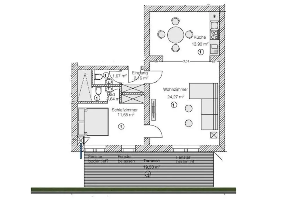 2 - Zimmer Wohnung mit Terrasse in Westend // 2-room APT with terrace in Westend