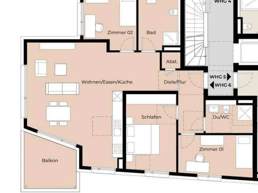 Lichtdurchflutete Neubauwohnung mit 4 Zimmern