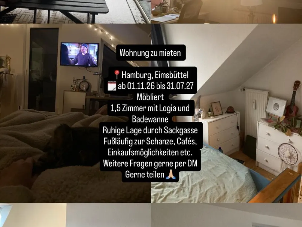 Möblierte 1,5 Zimmer Wohnung mit Logia & Badewanne