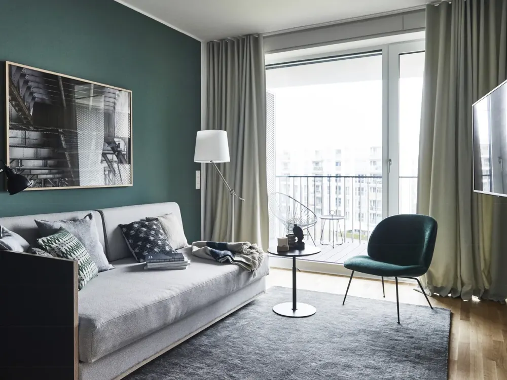 Direkt am Gleispark Elegant möbliertes Studio-Apartment mit Designermöbeln (All-Inklusive-Miete)