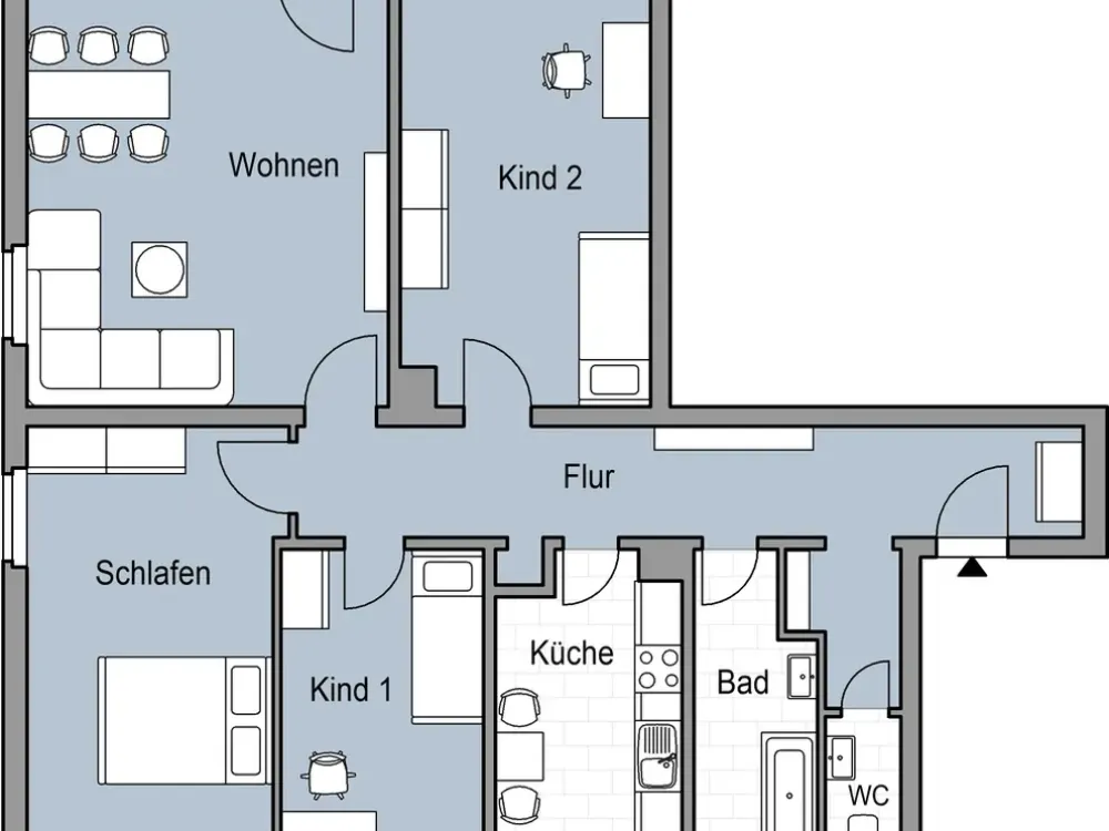 Stylish 4-Room Apartment with Fitted Kitchen, Daylight Bathroom and Balcony