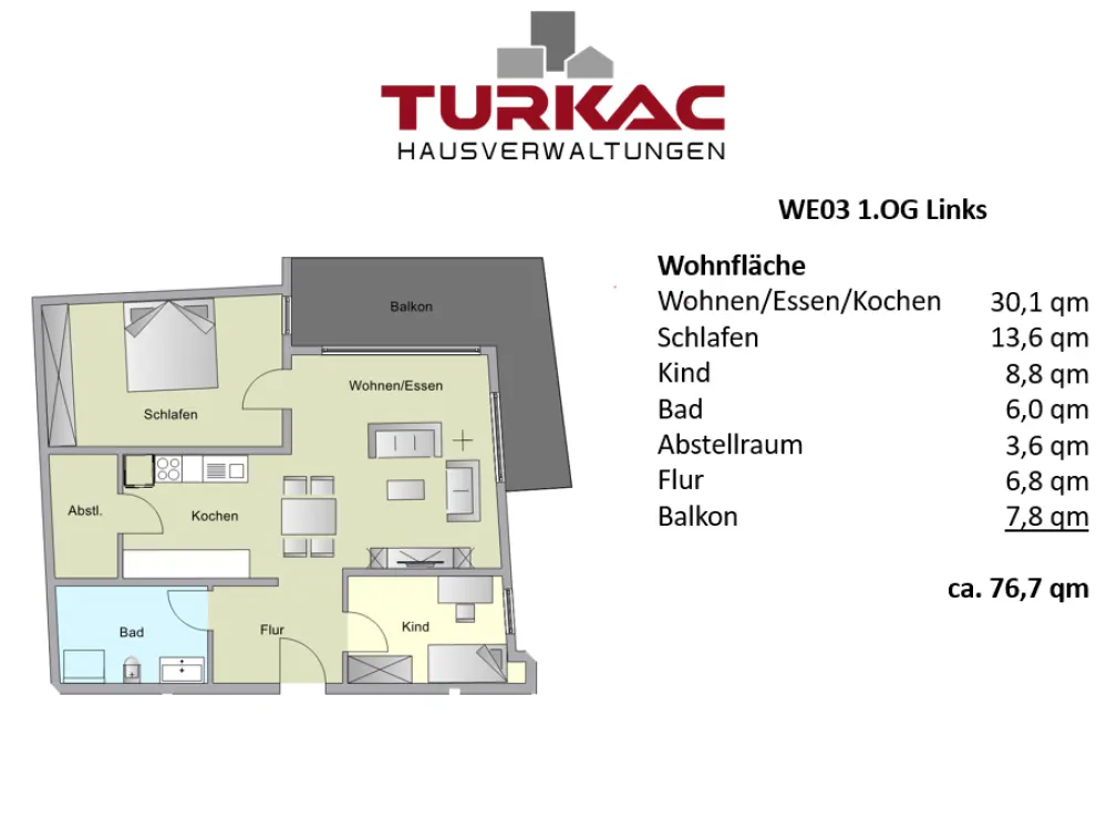 Neubau - Erstbezug geräumige 3 ZKB Balkon + Abstellraum
