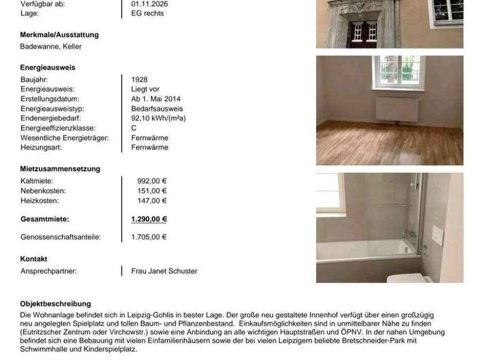 3-Raumwohnung im Kleisthof