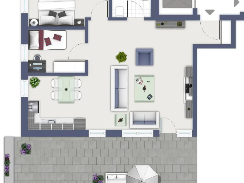 Zentrale helle 3-Zimmer Penthousewohnung mit großer Südterasse