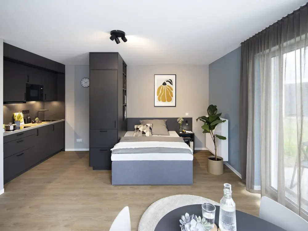 mio Comfort Apartment: Vollmöbliertes 1-Zimmer-Apartement mit WLAN und Designerküche