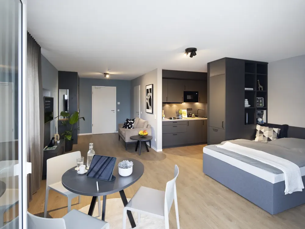 mio Comfort Apartment: Vollmöbliertes 1-Zimmer-Apartement mit WLAN und Designerküche