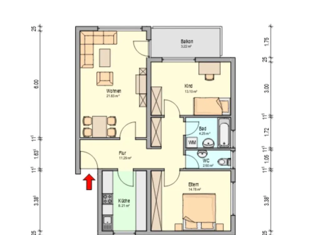 3 Zimmer Wohnung in Stetten