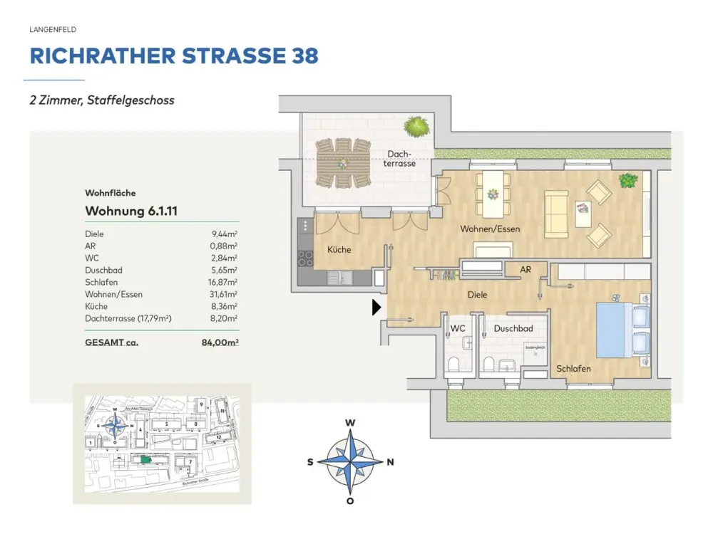 2-Room Penthouse in Central Location of Langenfeld!