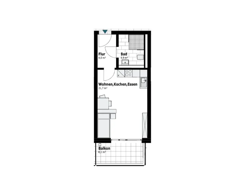 bezugsfertiger Neubau, Appartement mit Balkon, barrierearm