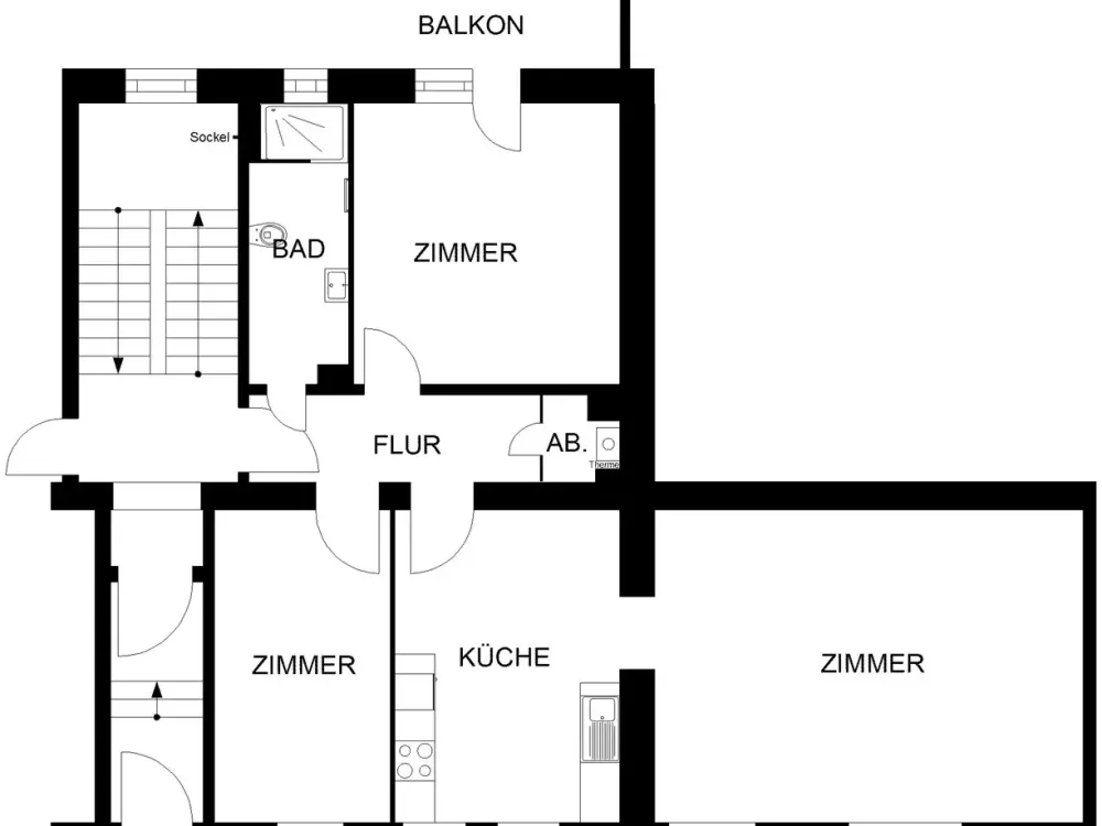 MODERNIZED 3 Rooms with BALCONY overlooking the beautiful courtyard