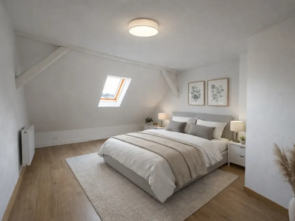 TOP Renovated 3-Room Attic Apartment with Separate Kitchen Room, Unfurnished & Without Built-in Kitchen