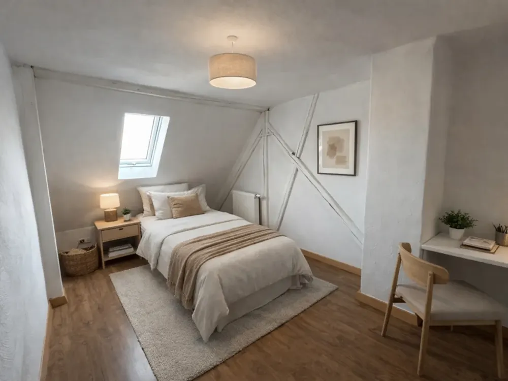 TOP Renovated 3-Room Attic Apartment with Separate Kitchen Room, Unfurnished & Without Built-in Kitchen