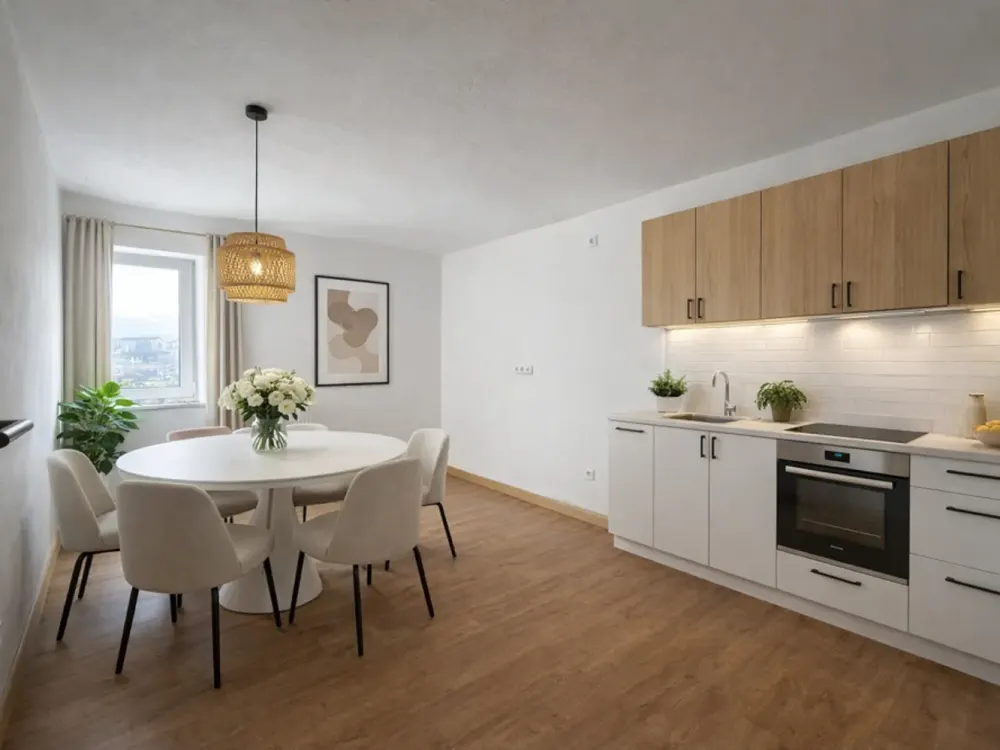 TOP Renovated 3-Room Attic Apartment with Separate Kitchen Room, Unfurnished & Without Built-in Kitchen