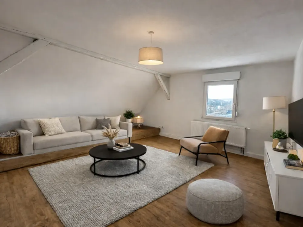 TOP Renovated 3-Room Attic Apartment with Separate Kitchen Room, Unfurnished & Without Built-in Kitchen