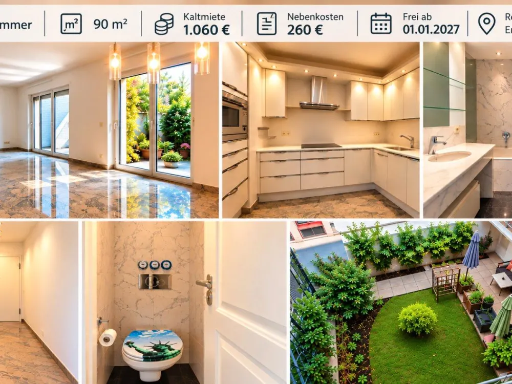 Bright 3-Room Apartment - 90 sqm, Underfloor Heating, Kitchen and Garden