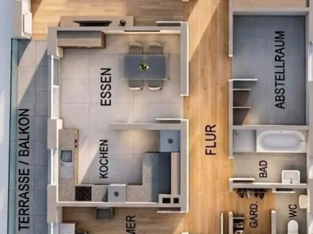 4-Zimmer-Wohnung mit Balkon zu vermieten, optional mit Garage
