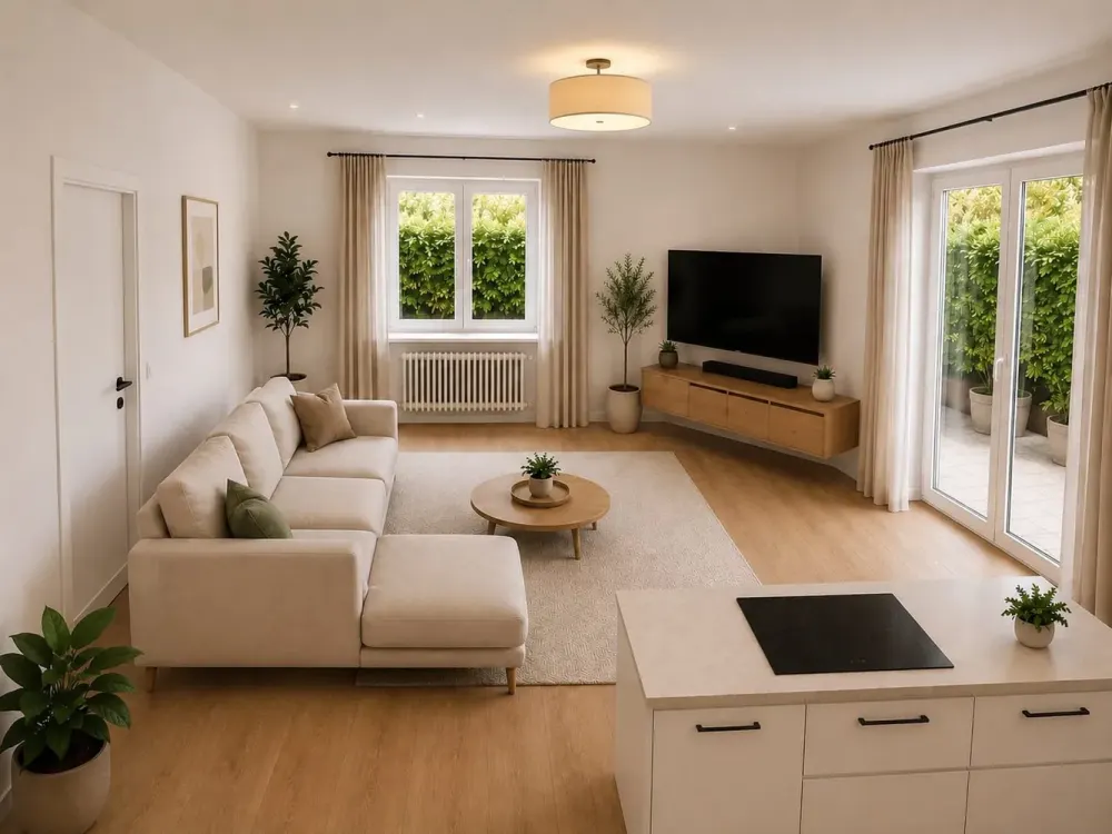 Moderne 2-Zimmer-Gartengeschosswohnung mit umläufiger Terrasse und Garten