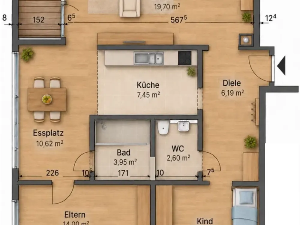Moderne 3-Zimmer-Wohnung nach umfassender Sanierung mit Balkon und Aufzug