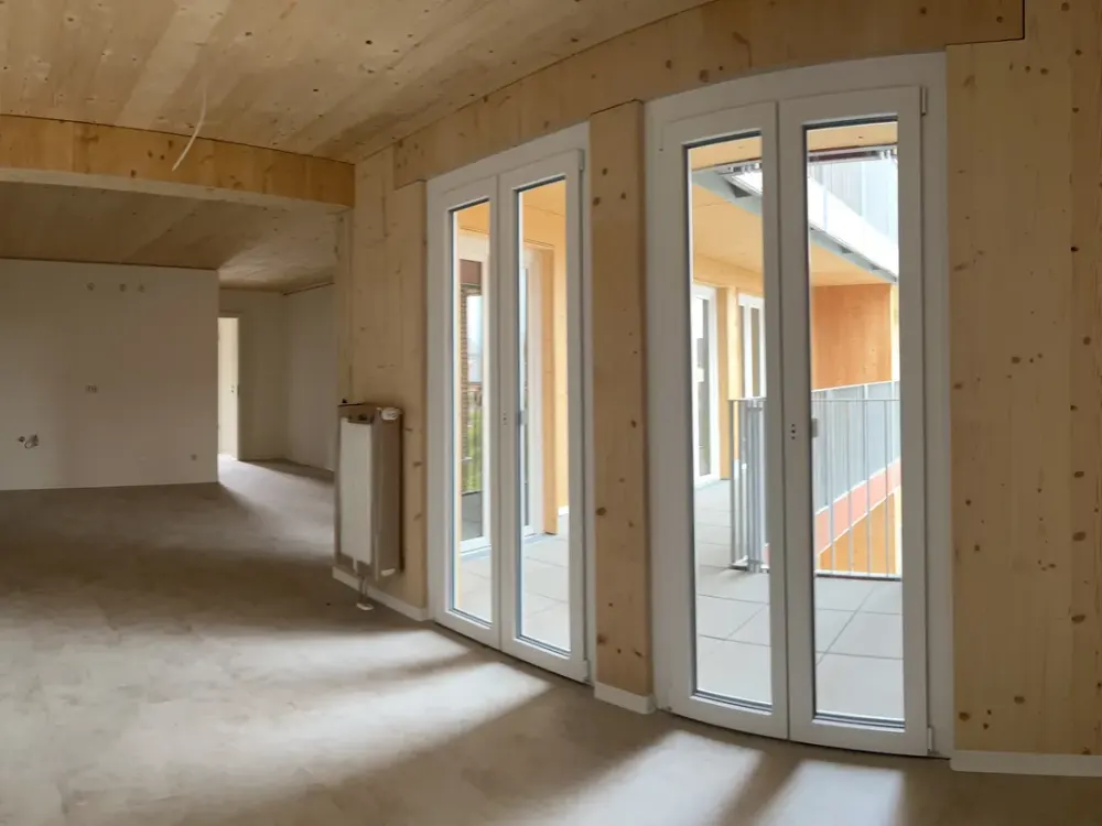 تصريح سكن أبيض لشخصين حتى 60 م²: سودفورشتادت! شقق من غرفتين بمساحة 57.48 م² مع شرفة، "بيت خشبي" بيئي!