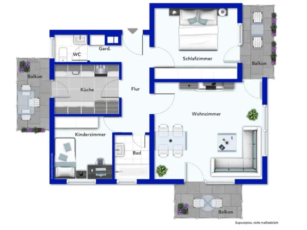 helle 3-Zimmer-Wohnung mit EBK und toller Aussicht