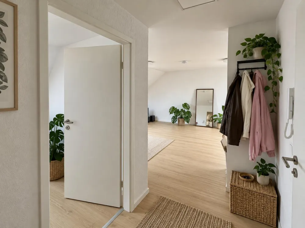 2-Zimmer-Dachgeschosswohnung, offene Küche, ruhige Lage, Stellplatz optional
