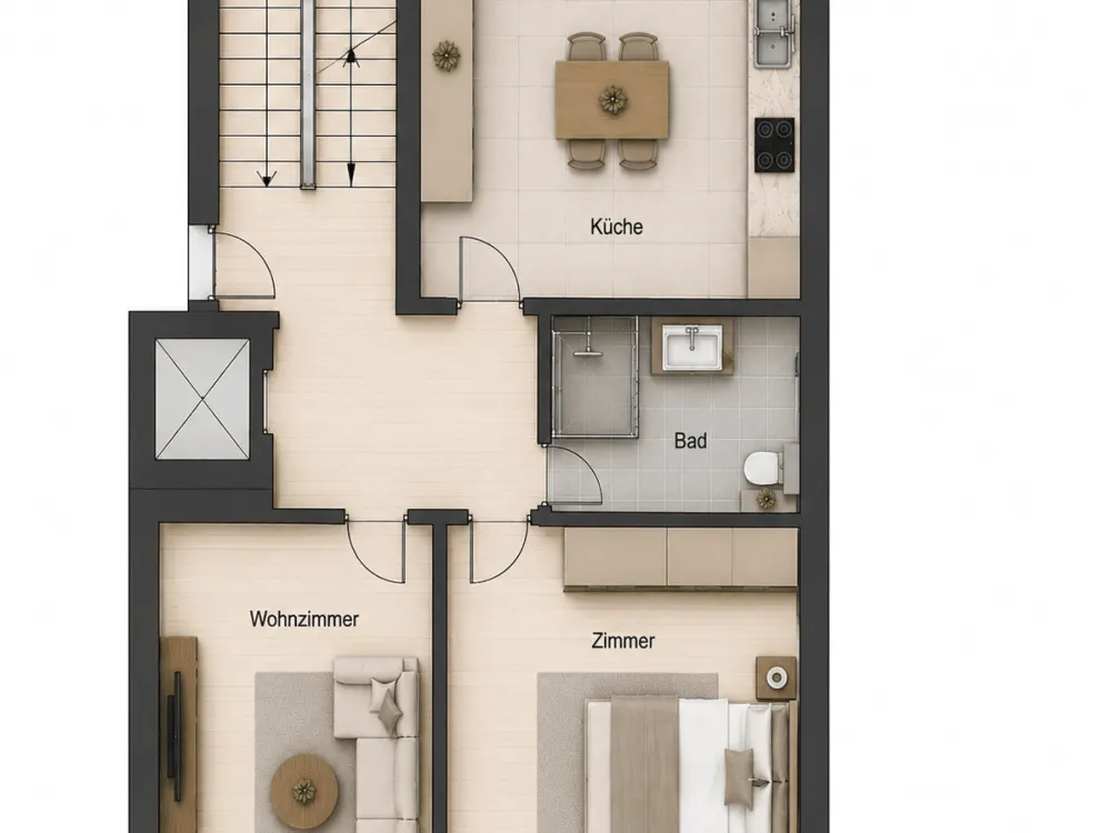 Right in the Middle Instead of Just Being There, Renovated 2-Room Apartment with Balcony and Elevator in Saarbrücken City Center