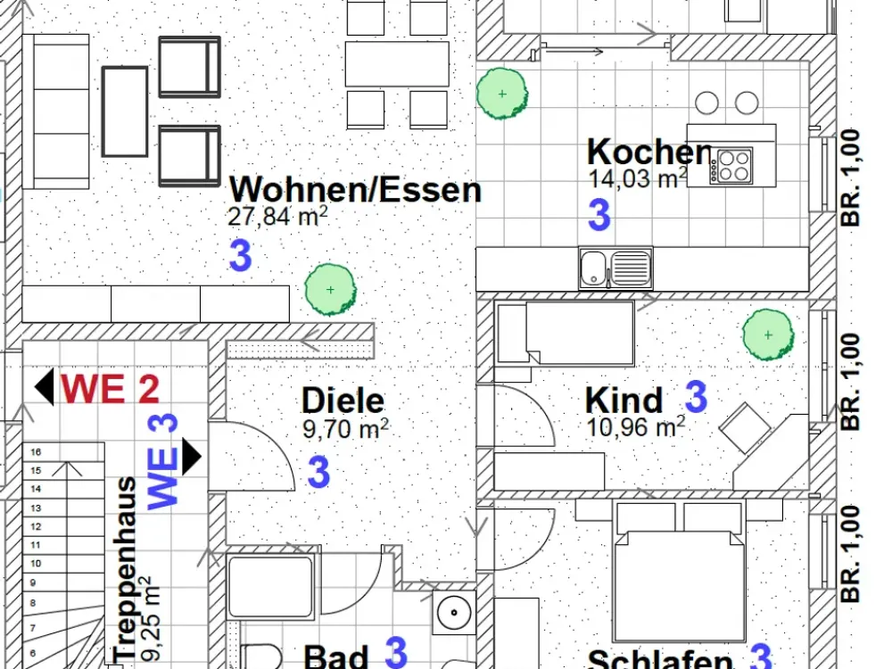 Moderne 3-Zimmer-Wohnung mit offener Wohnküche, Balkon, Garten & Klimaanlage in Stein Deutenbach