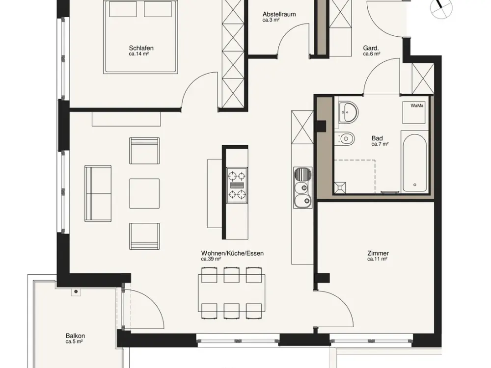 Helle 3-Raumwohnung mit Balkon und Fußbodenheizung