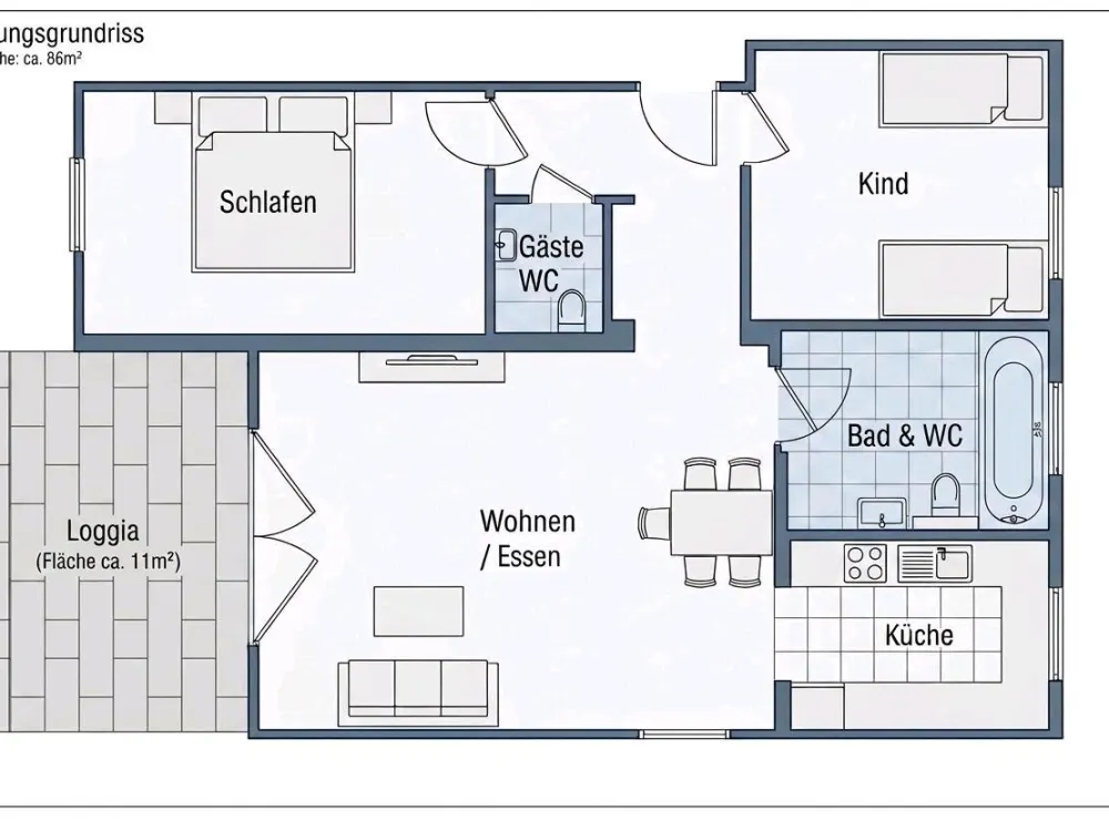 Moderne 3-Zi-Whg (86m²) mit Loggia, Parkett, Fußbodenhzg & 2 TG