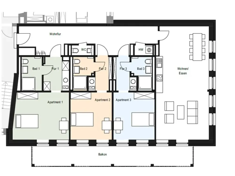 1-Zimmer -Appartement/ Co-Living-Erstbezug nach Umnutzung