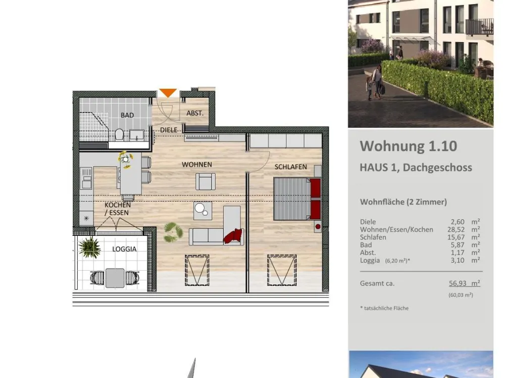 2-Zimmer-Dachwohnung mit Panoramablick