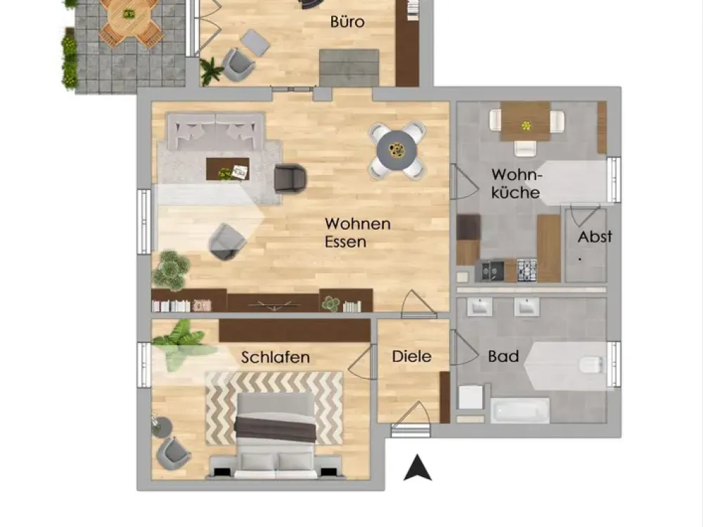 Pullach - Frisch Renoviert -2-Zimmerwhg., Küche, Bad/WC, Flur, Balkon, Kellerabt. u. TG-Stellplatz