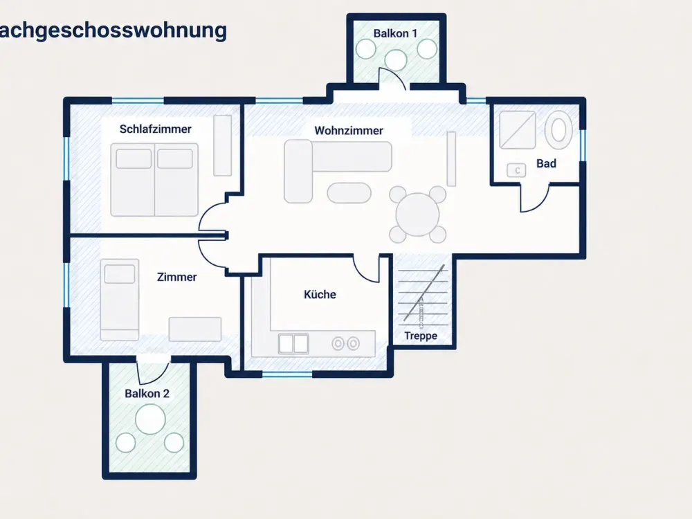 Erstbezug nach Modernisierung: Helle 3-Zimmer-Dachgeschosswohnung mit zwei Balkonen
