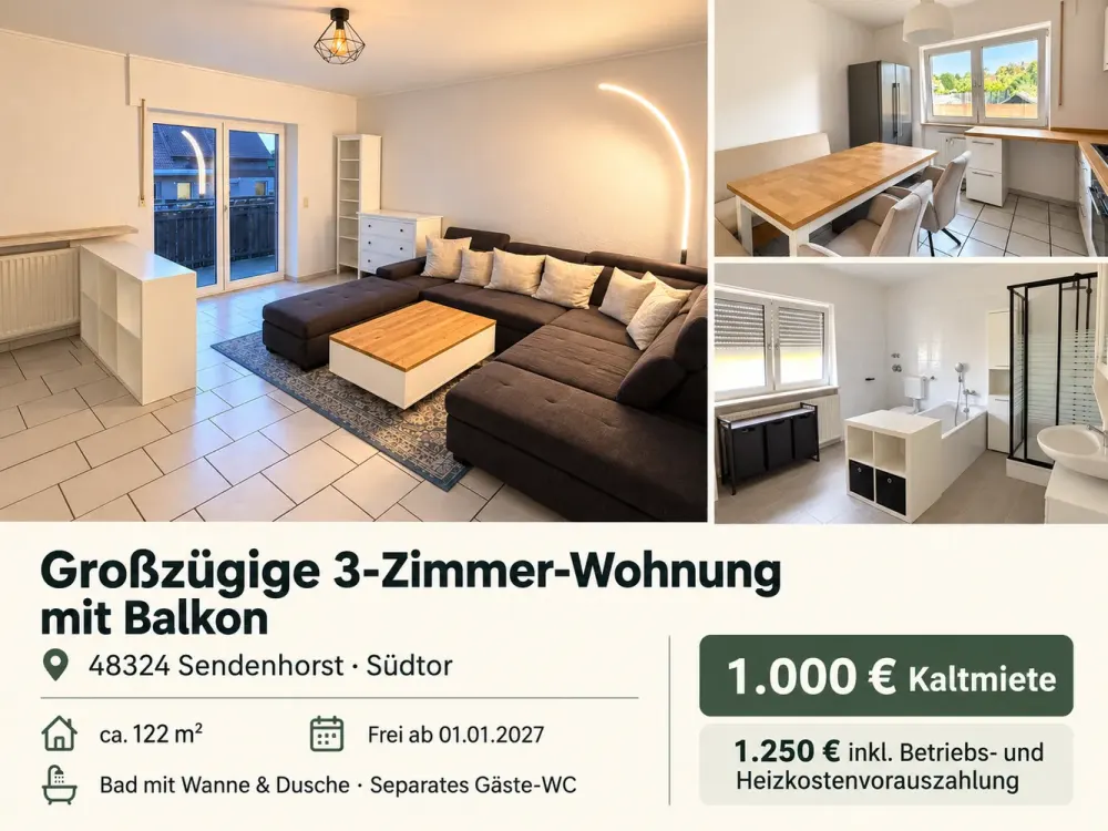 Großzügige 3-Zimmer-Wohnung mit Balkon in Sendenhorst