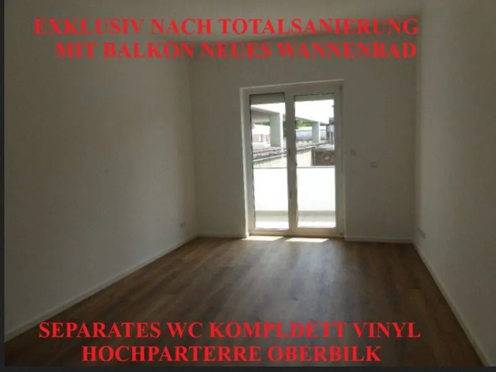 EXKLUSIV TOTALSANIERT BALKON WANNENBAD SEP. WC KOMPL. VINYL HOCHPARTERRE PKW-STELLPLÄTZE OBERBILK