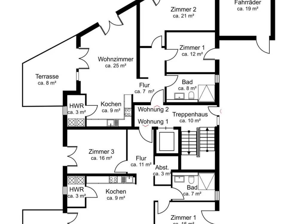 Neubau-Erstbezug, Stilvolle 3-Zimmer-Wohnung mit Terrasse und hochwertiger Ausstattung