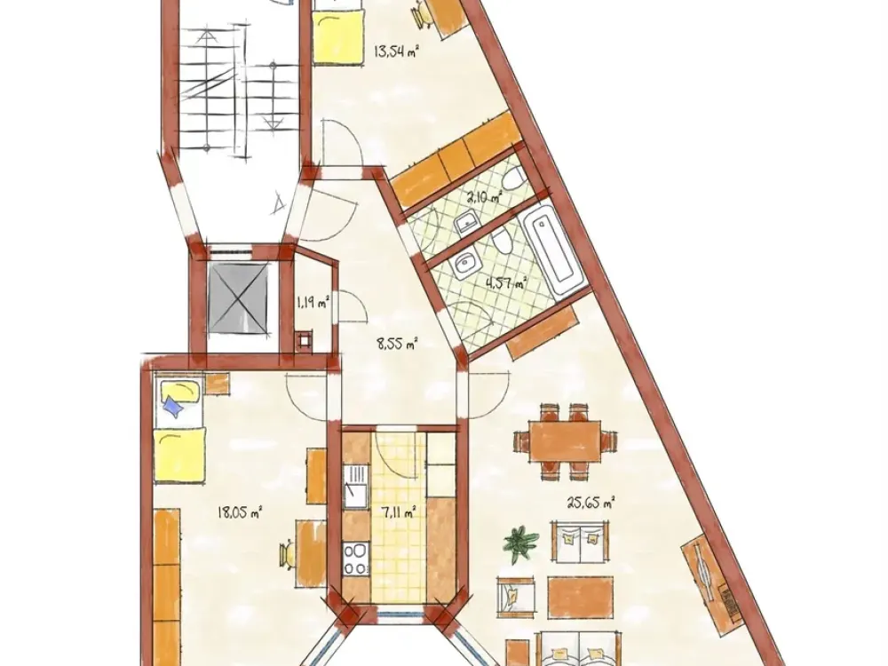 Ausgestattete 3-Zimmer-Wohnung in Top-Lage mit Duplex-Garage & Einbauküche