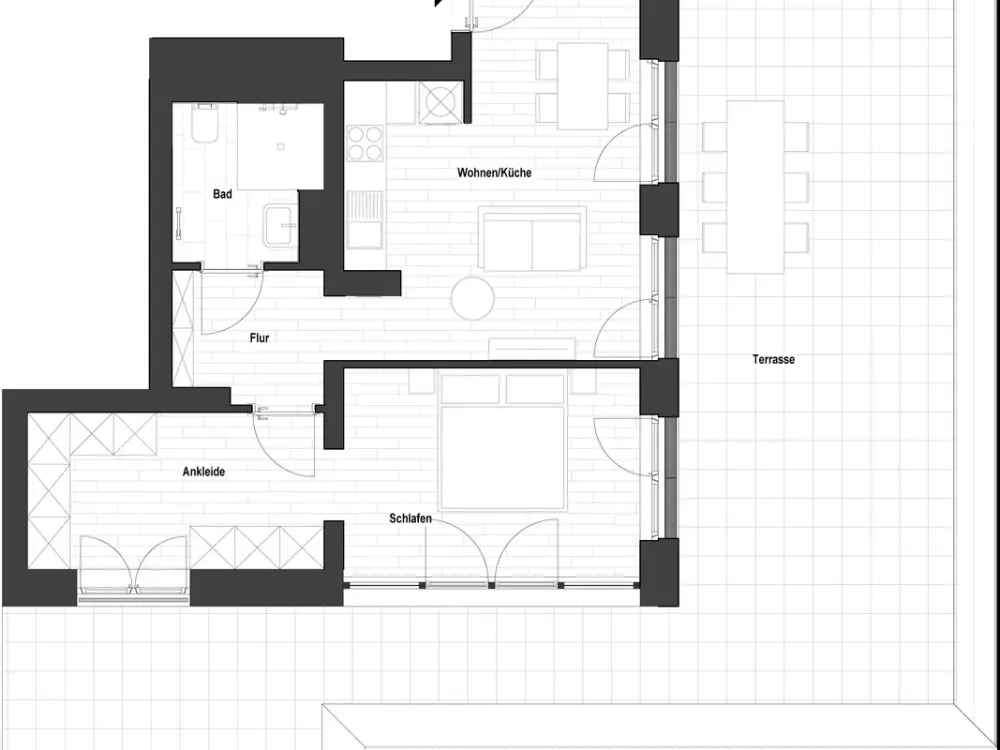 Saniertes 2-Zimmer Penthouse mit freiem Stadtblick (WE 1.66) | mit EBK und Dachterrasse!!