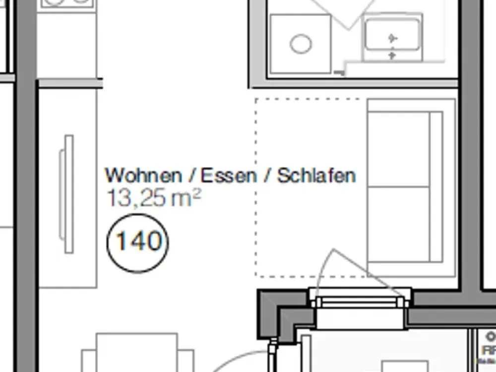 Helle 1-Zimmer-Wohnung mit Balkon und Einbauküche in München-Preußenstraße
