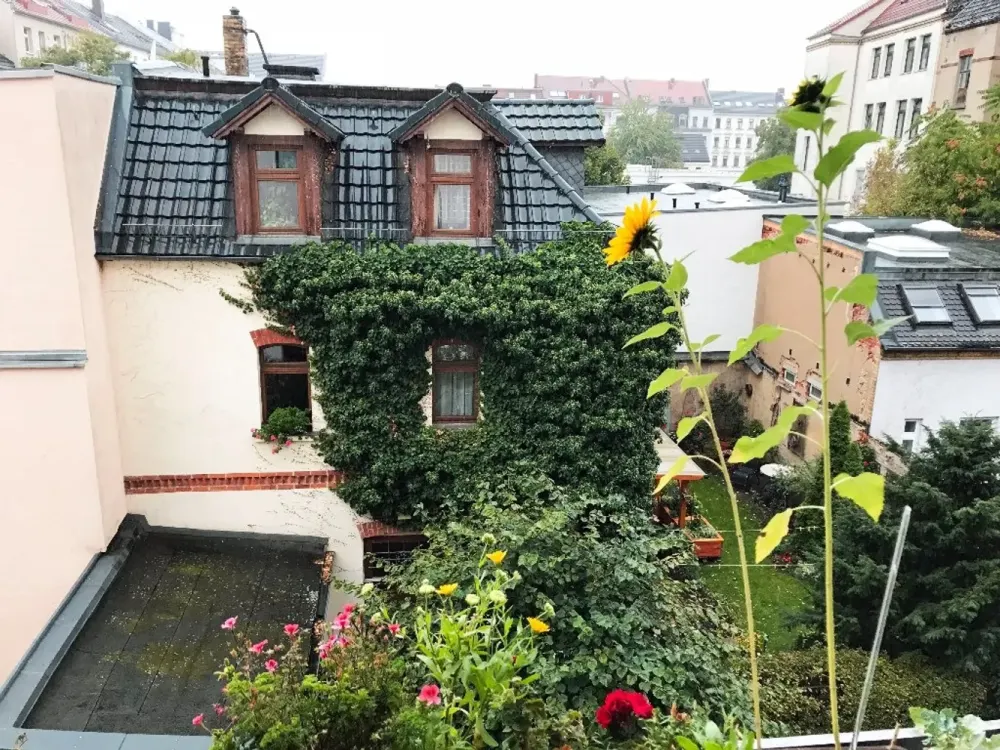 Idyllic 2-room apartment with roof view from the balcony in a listed building