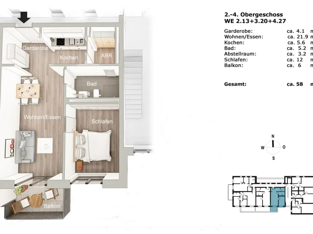 Mitten drin statt nur dabei: interessante 3-Zimmer-Wohnung