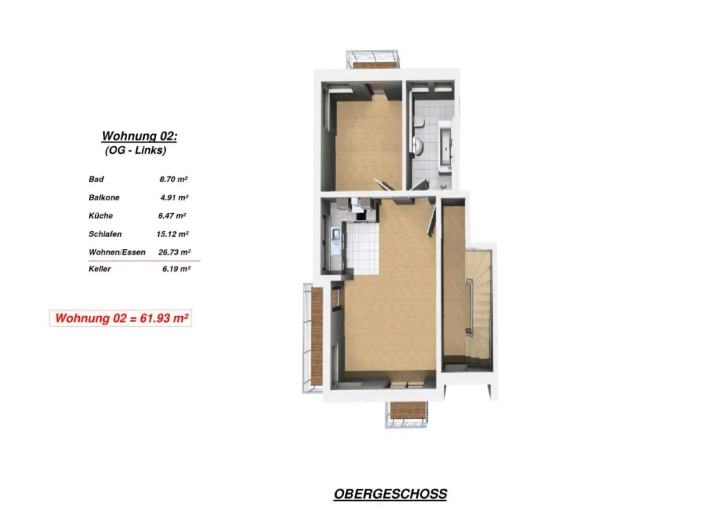 Helle 2-Zimmer-Wohnung in Nauheim ab 01.09.26 zu vermieten