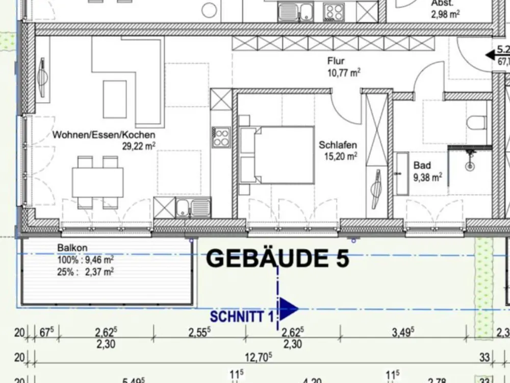 Beautiful bright two-room apartment including underground parking