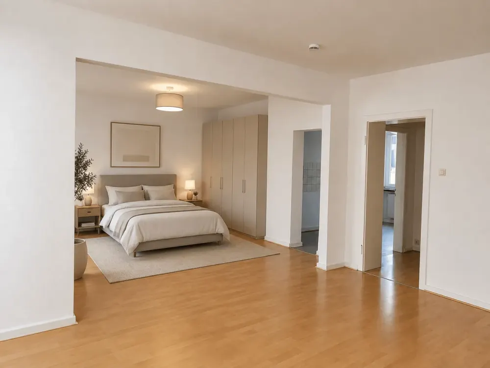 Großzügige 1-Zimmer-Wohnung mit optisch getrenntem Wohn- und Schlafbereich in Unterbilk