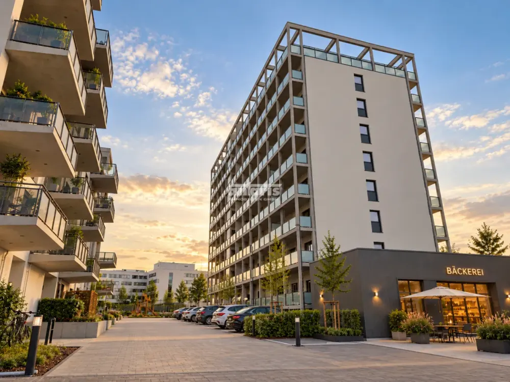 antaris Immobilien GmbH ** Compact & modern, 2-room new build apartment with balcony at Schwemmbach **