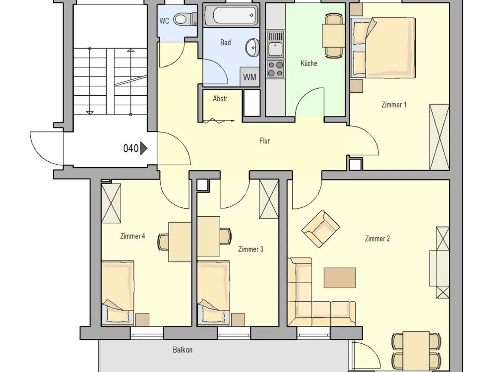 Renovated 4-Room Apartment, Balcony/4th Floor, No Elevator, 92 sqm, Available from 01.02.2027, St. Leonhard