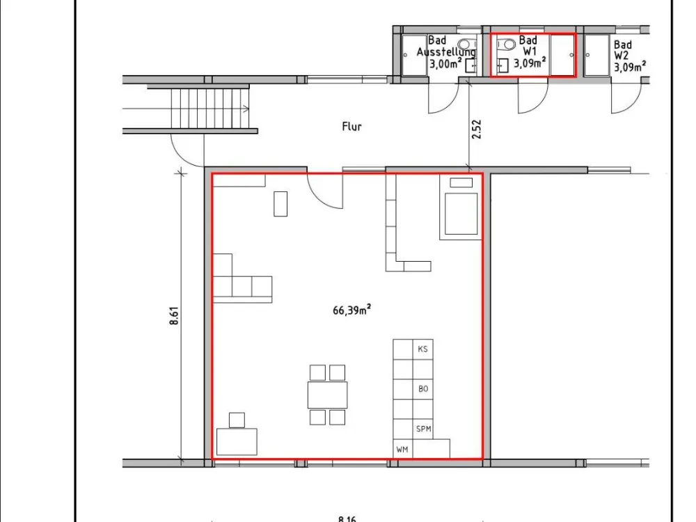 1 Zimmerwohnung, nur an Firmen zu vermieten (mit MwSt.)